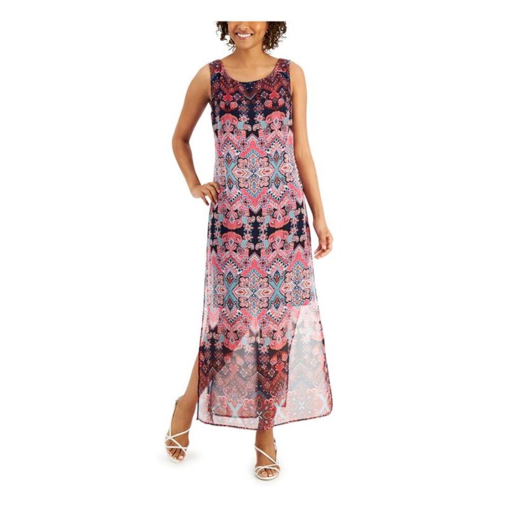 NWT CONNECTED APPAREL Womens Navy Lined Back Closure Sleeveless Maxi Dress 14 - Picture 1 of 5